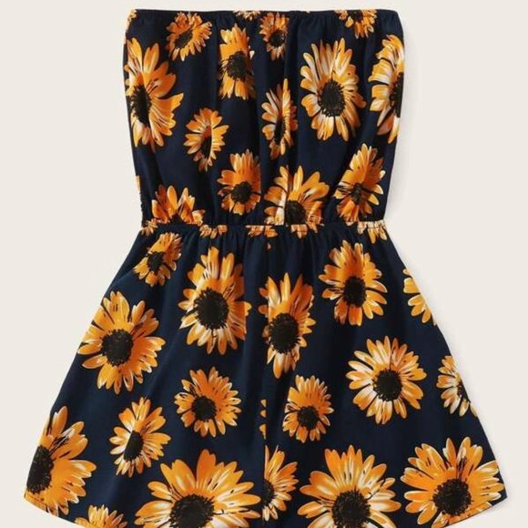 Sunflower Print Tube Romper in S, M, L - Picture 2 of 3